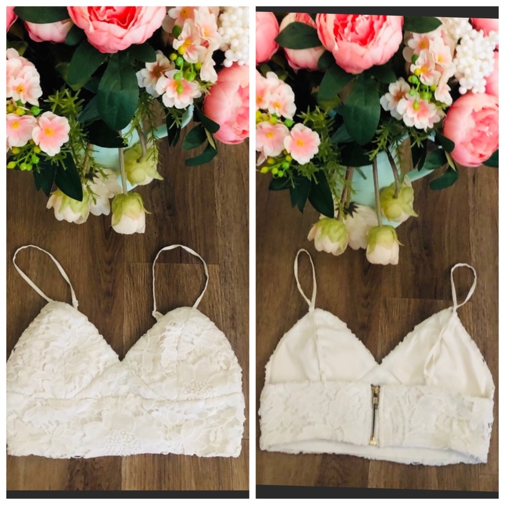 Casting LA White Lace Crop Top